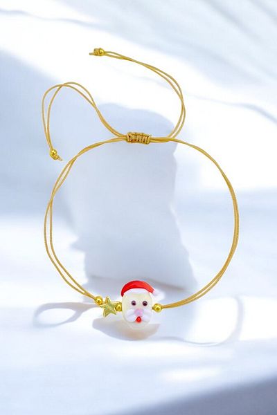 PETEK AKSESUAR Christmas Themed Handmade Glass Murano Anklet Bracelet