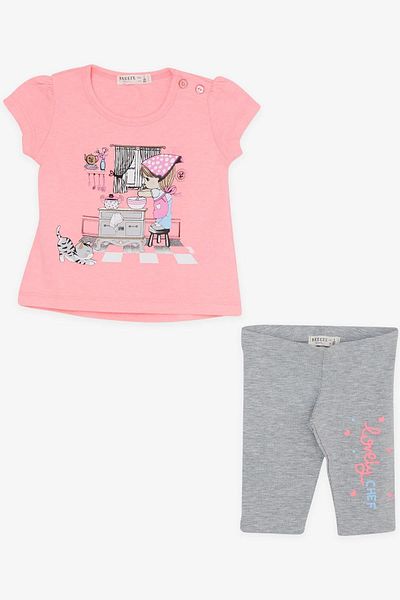 Breeze Girl's Capri Tights Set Printed 1-4 Years, Neon Pink