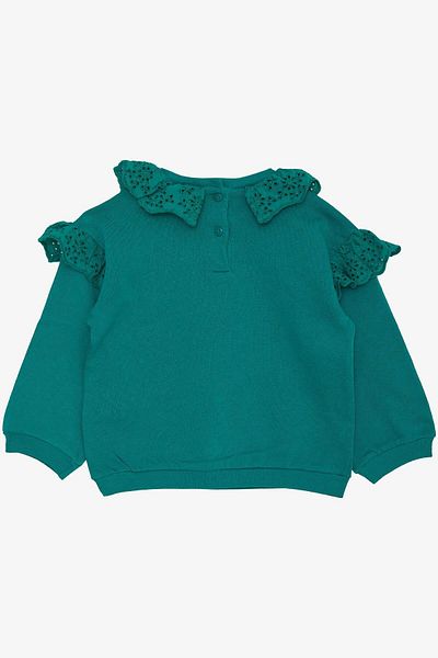 Breeze Baby Girl Sweatshirt Laced Buttoned on the Back 9 Months-3 Years, Green