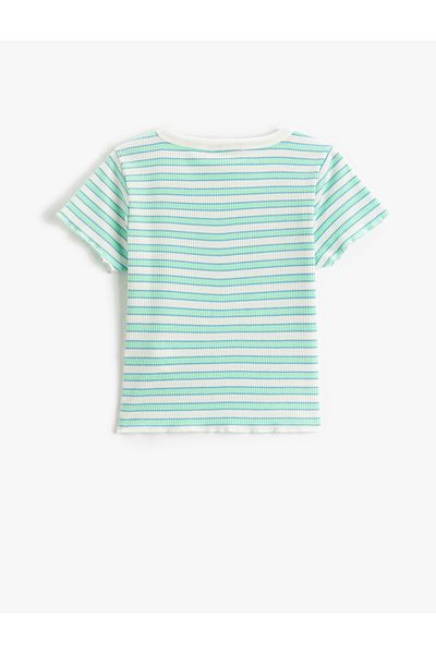 Koton Κοριτσίστικο Πράσινο Ριγέ T-Shirt 3SKG10302AK