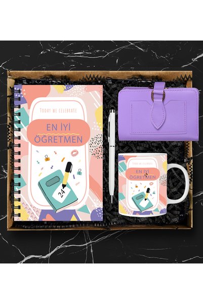 HighClass Öğretmenler Gününe Özel Defter Kalem Kupa Cüzdan Seti 3