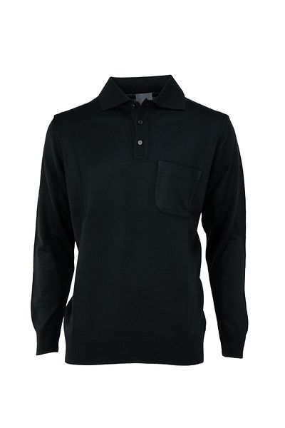 Oppland Pulover țesut din lână cu mânecă lungă, guler polo, model clasic, buzunar, croiala confortabilă, model complet