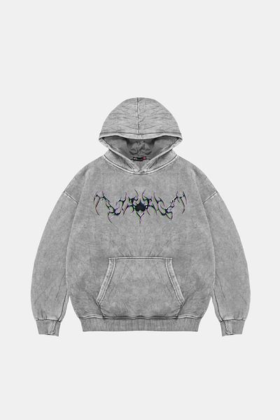 Sekizbiraltı Dark Heart Printed Oversize Unisex Premium Washable White Hoodie