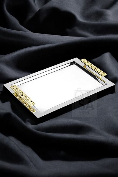 ÖzSa Home Tiamo Seljuk Premium 18/10 Stainless Steel - Promise Engagement and Tea Tray with Handles