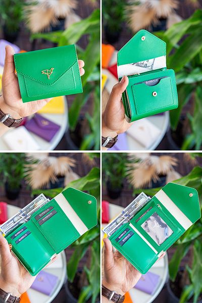 Garbalia Columbia Vegan Leather Mini Green Dámská peněženka s přihrádkou na mince a volným držákem na karty