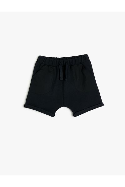 Koton Basic Shorts with Tie Waist Pockets and Parachute Pocket Detail