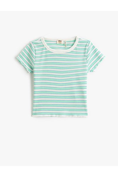 Koton Κοριτσίστικο Πράσινο Ριγέ T-Shirt 3SKG10302AK