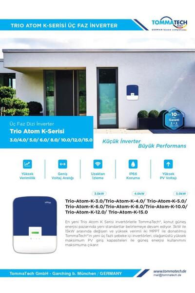 Tommatech Trio Atom K 10.0kW Üç Faz İnverter