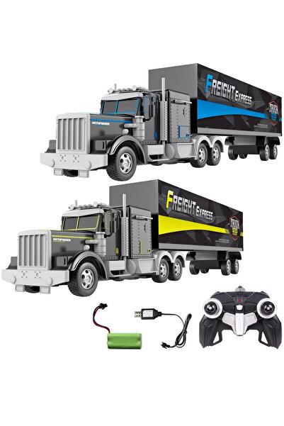 TUENGİ STORE Uzaktan Kumandalı Tır Şarjlı Full Fonksiyon Işıklı Büyük Boy Oyuncak Dorseli Amerikan Tır 58 cm