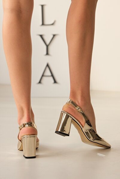 DİVOLYA Sahra Gold Mirror (8CM) Heeled Daily Use Shoes