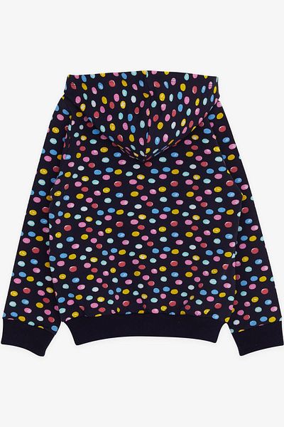 Breeze Baby Girl Cardigan, Colorful Polka Dot Patterned, 9 Months-3 Years, Navy Blue