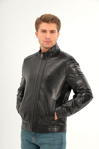 saremod Monaco Model Men's Black Leather Coat