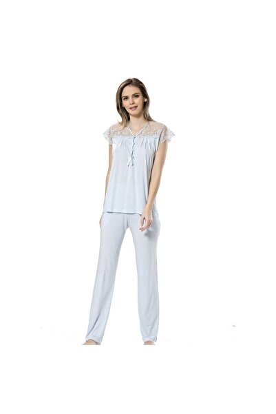 TÜREN 3197 Čipka Komadni set pidžama - Plava