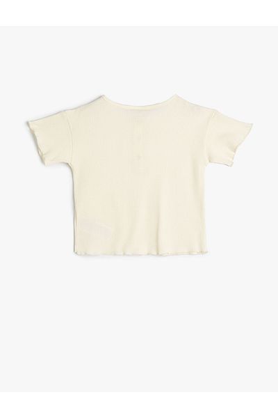 Koton T-Shirt with Snap Button Detail Round Neck Short Sleeve