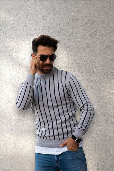 BİRBEYSTORE Striped Men's Knitwear Sweater