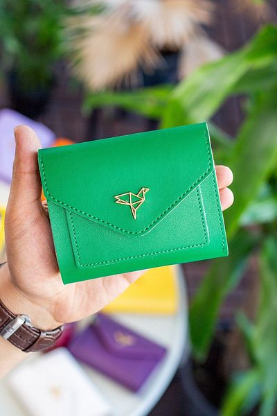 Garbalia Columbia Vegan Leather Mini Green Dámská peněženka s přihrádkou na mince a volným držákem na karty