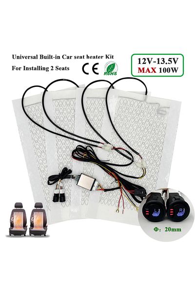 Choice Universal model E Universal Max 100W Built-in Car Seat Heater Kit Fit 2 Seats with 12V Carbon Fibe