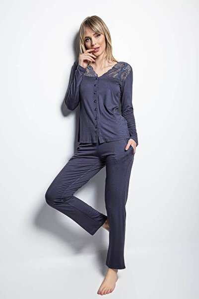 MONAMİSE Monamise 18209 Uzun Kollu Pijama Takım - Lacivert