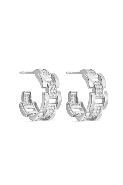 Joy of Jade Burcu Küpe 1 Mikron Rodyum Kaplama (925 Ayar Gümüş Üzerine) Zirko...