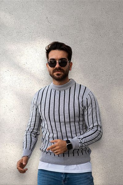 BİRBEYSTORE Striped Men's Knitwear Sweater