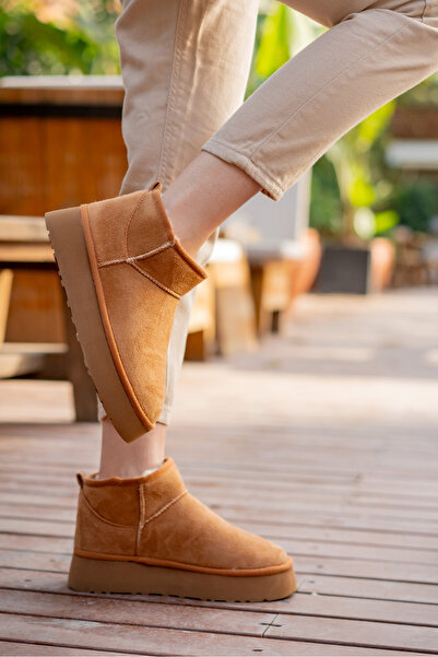 Freemax Високі та легкі жіночі міні-чоботи - повністю з хутра, коричневі