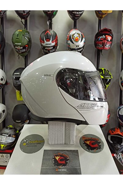 AXXIS Gecko SV Parlak Beyaz Çene Açılır Kask