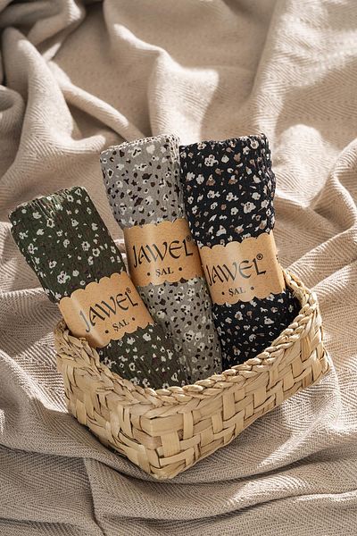 JAWEL Women's Anti-Wrinkle Hijab 3-Piece Wrap Pack (BLACK-DARK MINK-KHAKI)