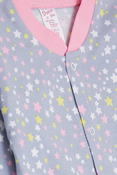 Breeze Star Patterned Baby Girl Jumpsuit - Colorful, 0-3 Months and 6 Months Gray