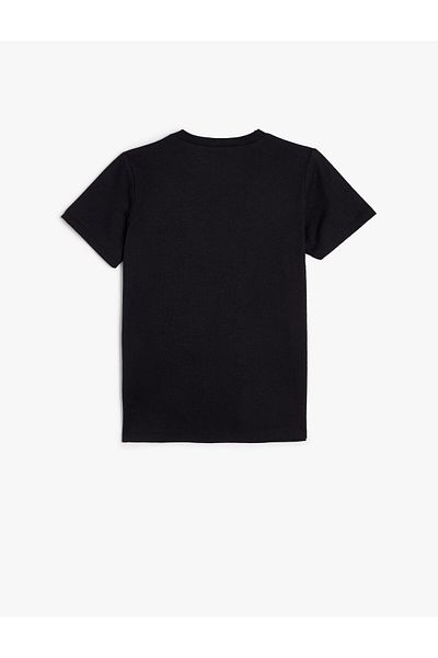 Koton T-Shirt Space Themed Short Sleeve Crew Neck Cotton