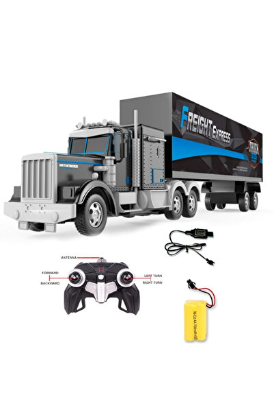TUENGİ STORE Uzaktan Kumandalı Tır Şarjlı Full Fonksiyon Işıklı Büyük Boy Oyuncak Dorseli Amerikan Tır 58 cm