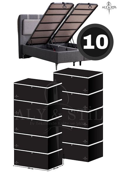 ALY STİL 10 Pcs Sofa Bed under Base Type - 60X40X22 cm |   Clothes and Quilt Pillow Storage Storage