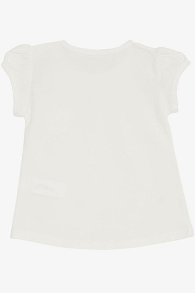 Breeze 9-3 Years Baby Girl White Flower Embroidered T-Shirt