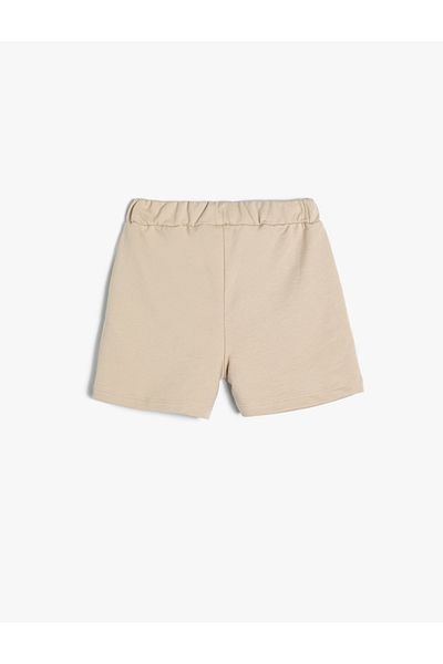 Koton Cotton Shorts with Waist Tie and Flap Pocket Detail
