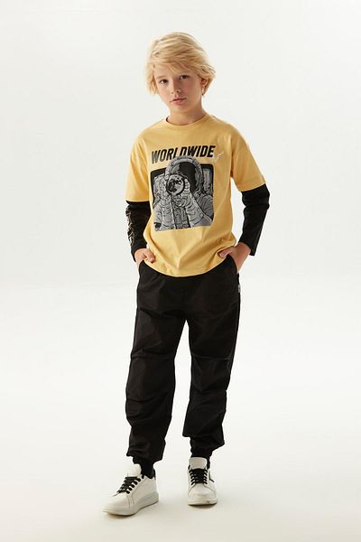 Nebbati Bg Store Senfgelbes T-Shirt für Jungen 23fw1nb3530