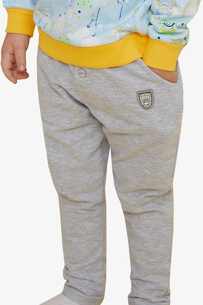 Breeze Girls & Boys Baby Boy Bottom Button Accessory Embroidered Pocket 9 Months-3 Years, Light Gray Melange