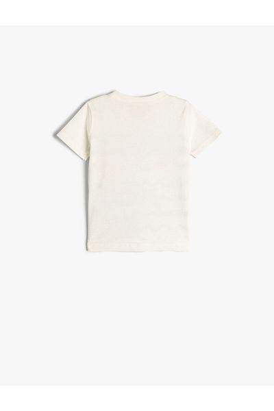 Koton Tricou cu mânecă scurtă, cu decolteu triplu, imprimat cu tematică marine