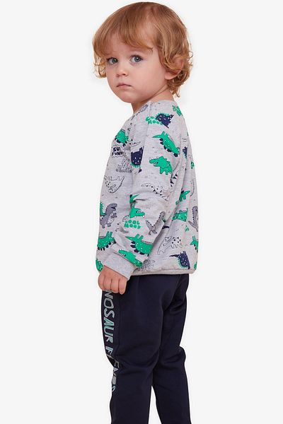 Breeze Baby Boy Tracksuit Set Dinosaur Printed 9 Months-3 Years, Gray