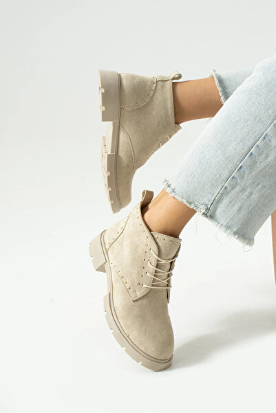 McDark Women's Farmas Beige Suede Half Boots