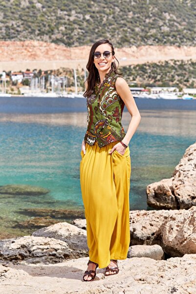 Los banditos Double-breasted Elastic Waist Pocket Loose Trousers