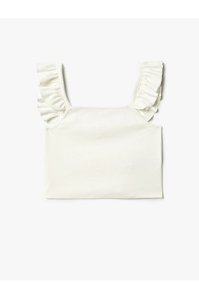 Koton Athlete Strap Rüschen Quadrat Kragen Strukturiert