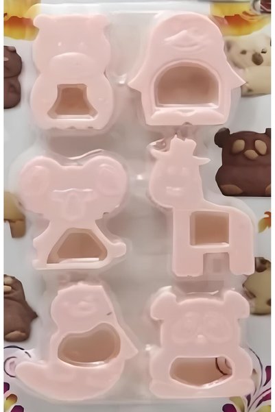 lawrenceshop Set of 12 6 Animal Figures + 6 Shaped Serving Cookies and Candy Dough Mold Set Hard Plastic Material