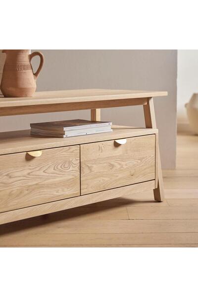 ŞafakMobilya Pola Ahşap Çekmeceli Natural Masif Tv Ünite