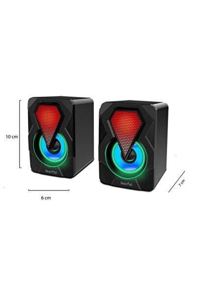 Sarftech Bilgisayar Hoparlörü RGB Led Işıklı Gaming Oyuncu Hoparlörü 3.5mm Jack Usb Speaker 1+1 Ses Sistemi