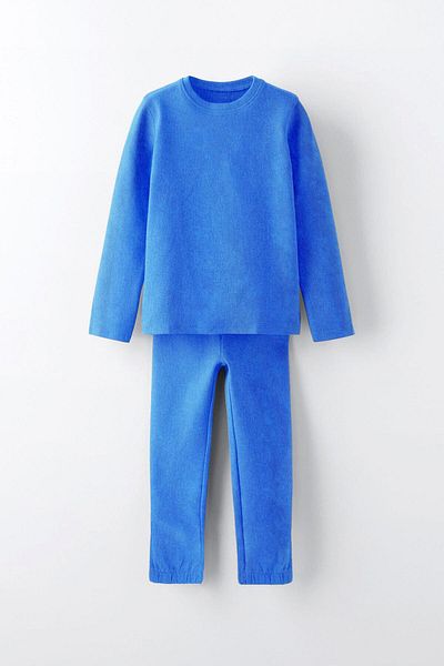 LUESS Boy's Basic 100% Cotton Towel Pajamas Set (3-4 Years 8-9 Years)