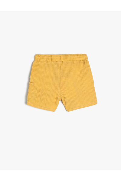 Koton Muslin Cotton Shorts with Tie-Up Waist and Pocket Detail