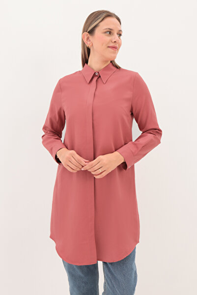 ALLDAY Рожево-рожева базова туніка-сорочка з прихованою планкою