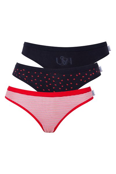 U.S. Polo Assn. Γυναικείο εμπριμέ -Κόκκινο -Navy Blue 3-Pece Slip SSU.dg66dd4bk2t.5k.yh.24