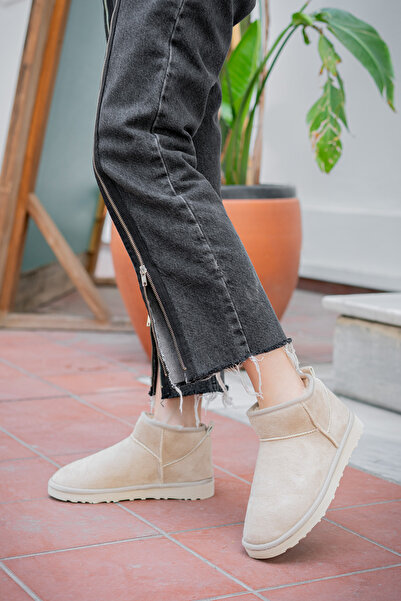 Freemax Μπεζ Γυναικείες Μίνι Μπότες - Ψυχρή Απόδειξη, Γούνινο Ολοκληρωμένο Σχέδιο, Εγγυημένο και Ελαφρύ