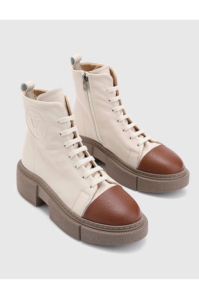 İLVİ Hauke Genuine Floater Leather Women's Cream Boots