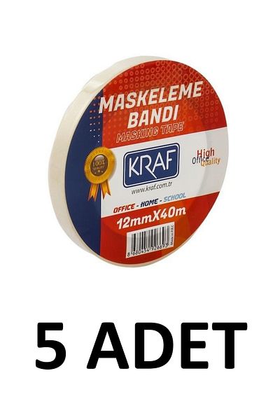 KRAF 5 Τεμάχια Ταινία Μασκαρίσματος 12 Mm X 40 Μέτρα Χαρτοταινία